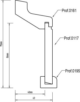 Eiche 115x54x2500 mm Rohrabdeckleiste Oberkante profiliert
