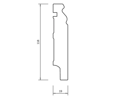 Preview: Weiße Kiefer Sockelleisten 118x19x2400 mm Berliner Profil