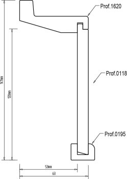 Eiche/MDF 147x69x2400 mm Rohrabdeckleiste Oberkante profiliert