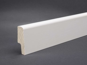 Massivholz weiß lackiert 60x20x2500 mm Oberkante abgerundet/konisch