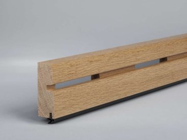 Eiche 70x28x2500 mm Oberkante abgerundet mit Lüftungsschlitzen/Gummilippe lose