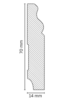 Preview: Weiße Kiefer Sockelleiste 70x14x2500 mm Berliner Profil