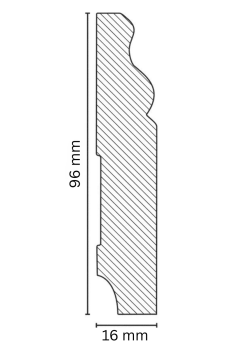 Preview: Weiße Kiefer Sockelleiste 96x16x2400 mm Berliner Profil