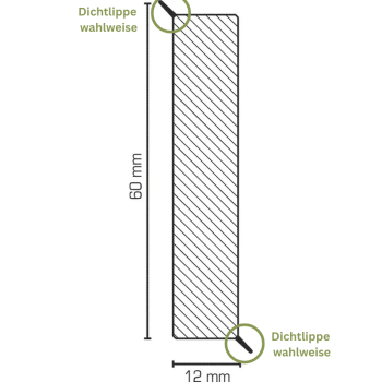 Preview: Feuchtraumleiste 60x12x2500 Farbton wahlweise