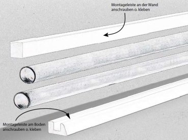 Preview: Massivholz weiß lackiert 125x85x2500 mm Rohrabdeckleiste Oberkante abgerundet