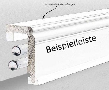 Massivholz weiß lackiert 125x85x2500 mm Rohrabdeckleiste Oberkante abgerundet