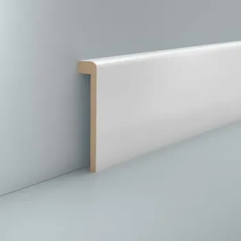Fliesenabdeckleiste weiß MDF 96x19x2500 mm Oberkante abgerundet (Folienummantelt)