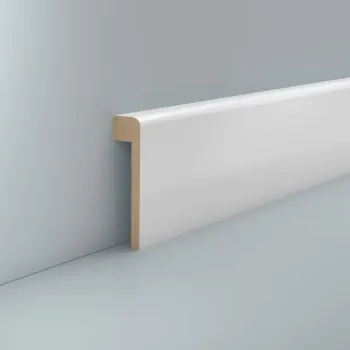 Fliesenabdeckleiste weiß MDF 80x19x2500 mm Oberkante abgerundet (Folienummantelt)