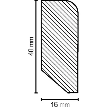 Preview: Eiche 40x16x2400 mm Oberkante abgerundet
