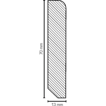 Preview: Eiche 70x13x2400 mm Oberkante abgerundet