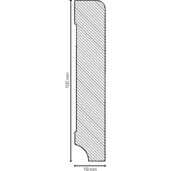 Preview: Weiße Kiefer Sockelleiste 100x19x2500 mm Oberkante abgeschrägt