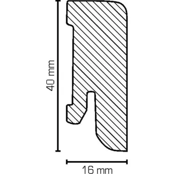 Preview: MDF 40x16x2500 mm Oberkante abgerundet (Folienummantelt)