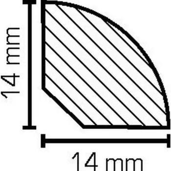 Preview: Esche lackiert 14x14x2400 mm Viertelstab