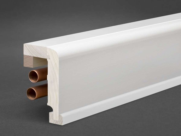 Massivholz weiß lackiert 105x65x2500 mm Rohrabdeckleiste Oberkante abgerundet