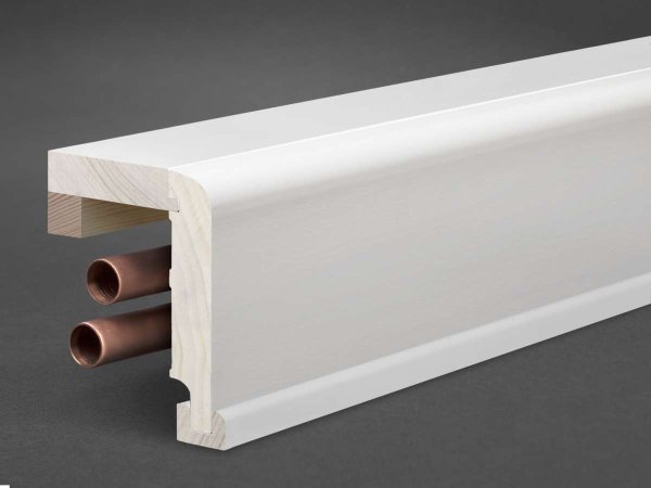 Massivholz weiß lackiert 85x85x2500 mm Rohrabdeckleiste Oberkante abgerundet
