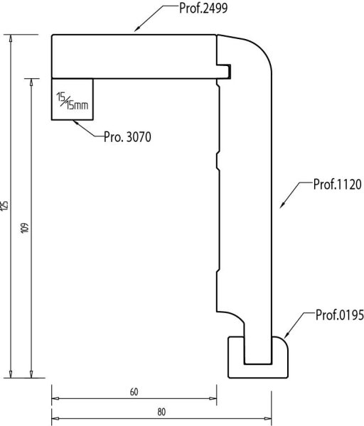 Massivholz weiß lackiert 125x85x2500 mm Rohrabdeckleiste Oberkante abgerundet