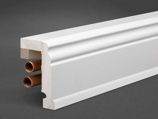 Massivholz weiß lackiert 85x65x2500 mm Rohrabdeckleiste Berliner-/Hamburger Profil
