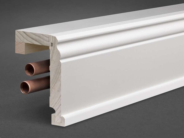 Massivholz weiß lackiert 125x85x2500 mm Rohrabdeckleiste Berliner-/Hamburger Profil