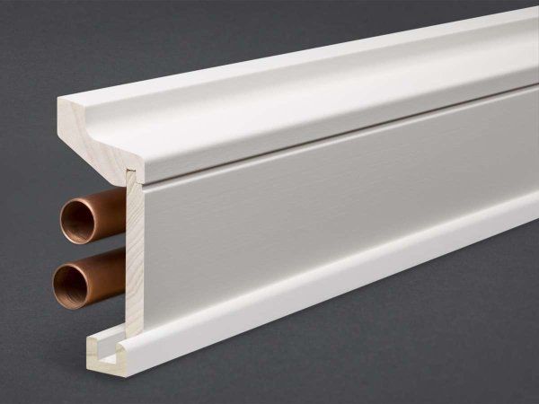 Massivholz/MDF weiß lackiert 115x54x2400 mm Rohrabdeckleiste Oberkante profiliert
