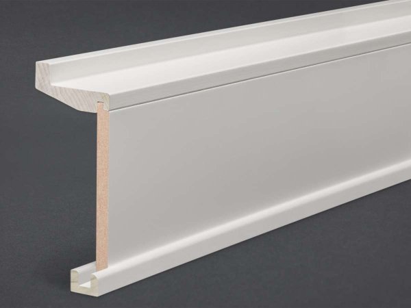 Massivholz/MDF weiß lackiert 147x69x2400 mm Rohrabdeckleiste Oberkante profiliert