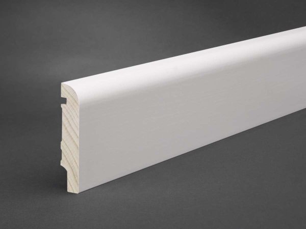Massivholz weiß lackiert 80x16x2500 mm Oberkante abgerundet