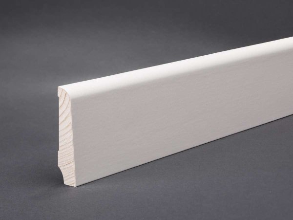 Weiß lackiert (Furnier) 60x15x2400 mm lackiert Oberkante abgerundet