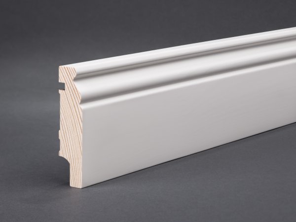 Weiße Kiefer Sockelleisten 80x19x2400 mm Berliner Profil