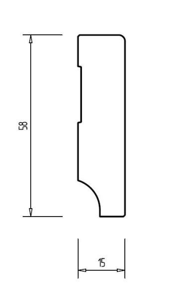 Kiefer Sockelleiste schwarz 58x15x2400 mm Oberkante gerade