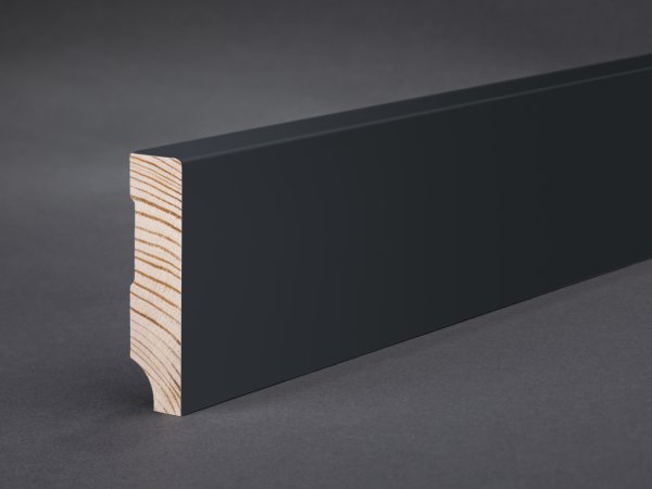 Kiefer Sockelleiste schwarz 58x15x2400 mm Oberkante gerade