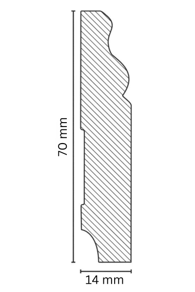 Weiße Kiefer Sockelleiste 70x14x2500 mm Berliner Profil