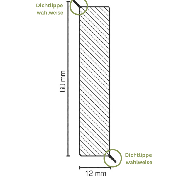 Feuchtraumleiste 60x12x2500 Farbton wahlweise