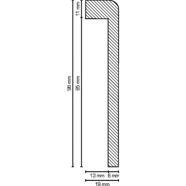 Fliesenabdeckleiste MDF 96x19x2500 mm Oberkante abgerundet (Folienummantelt)