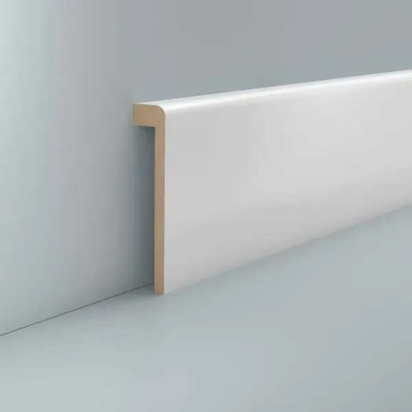 Fliesenabdeckleiste weiß MDF 96x19x2500 mm Oberkante abgerundet (Folienummantelt)