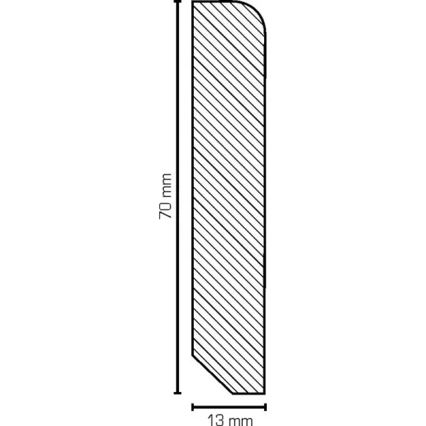 Eiche 70x13x2400 mm Oberkante abgerundet