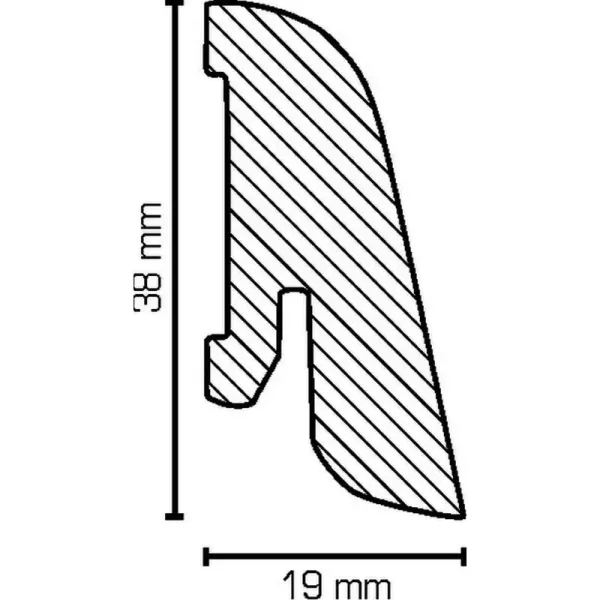 Eiche (Furnier) 38x19x2500 mm Oberkante abgerundet