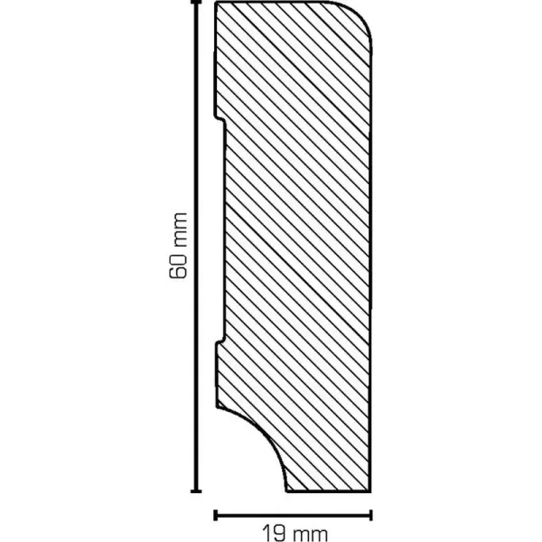 Weiße Kiefer Sockelleiste 60x19x2500 mm Oberkante abgeschrägt