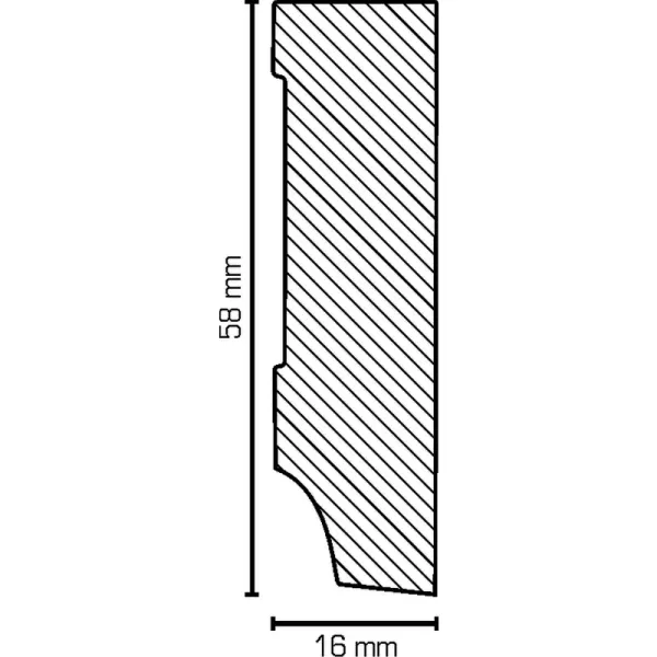 MDF 58x16x2500 mm Oberkante gerade (Folienummantelt)