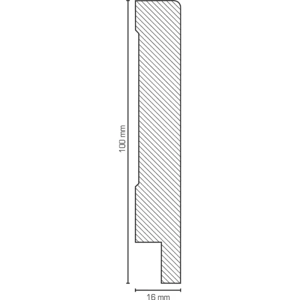 Feuchtraumleiste 100x16x2500 weiß folienummantelt
