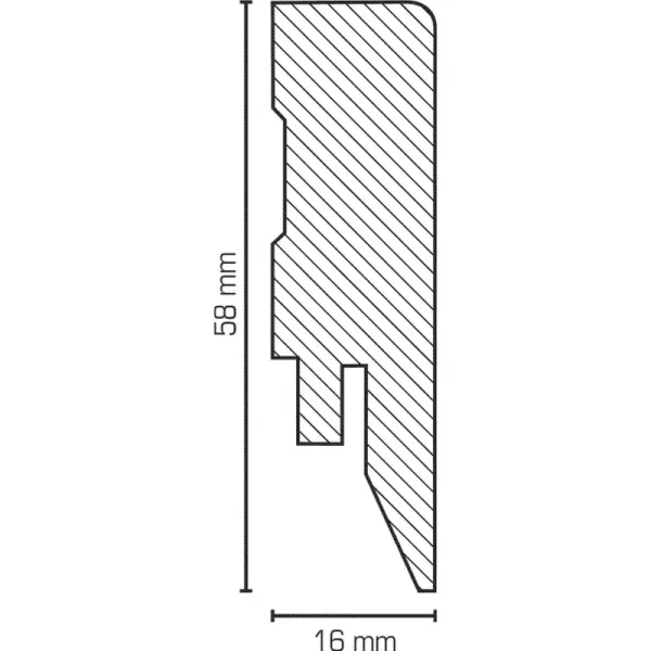 Feuchtraumleiste 58x16x2500 weiß folienummantelt