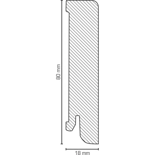 Eiche (Furnier) 80x18x2500 mm lackiert Oberkante gerade
