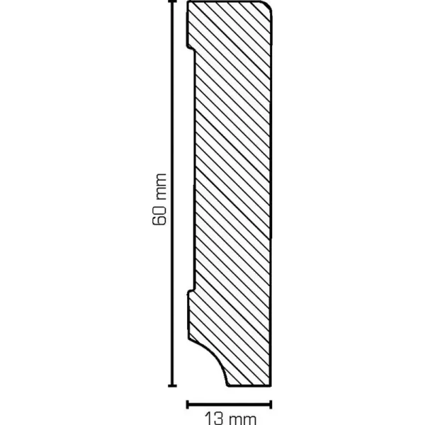 Weiße Kiefer Sockelleiste 60x13x2500 mm Oberkante abgeschrägt