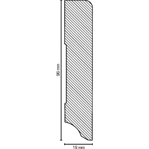 MDF 96x19x2500 mm Oberkante abgerundet (Folienummantelt)