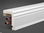 Massivholz weiß lackiert 105x85x2500 mm Rohrabdeckleiste Berliner-/Hamburger Profil