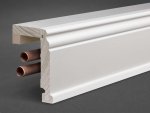 Massivholz weiß lackiert 125x85x2500 mm Rohrabdeckleiste Berliner-/Hamburger Profil